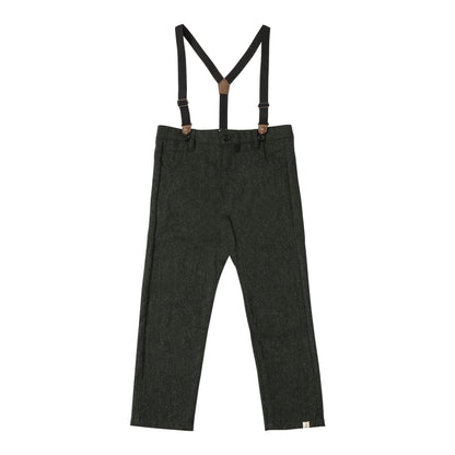 Pantalon Marcus avec bretelles | Tweed vert | Me & Henry