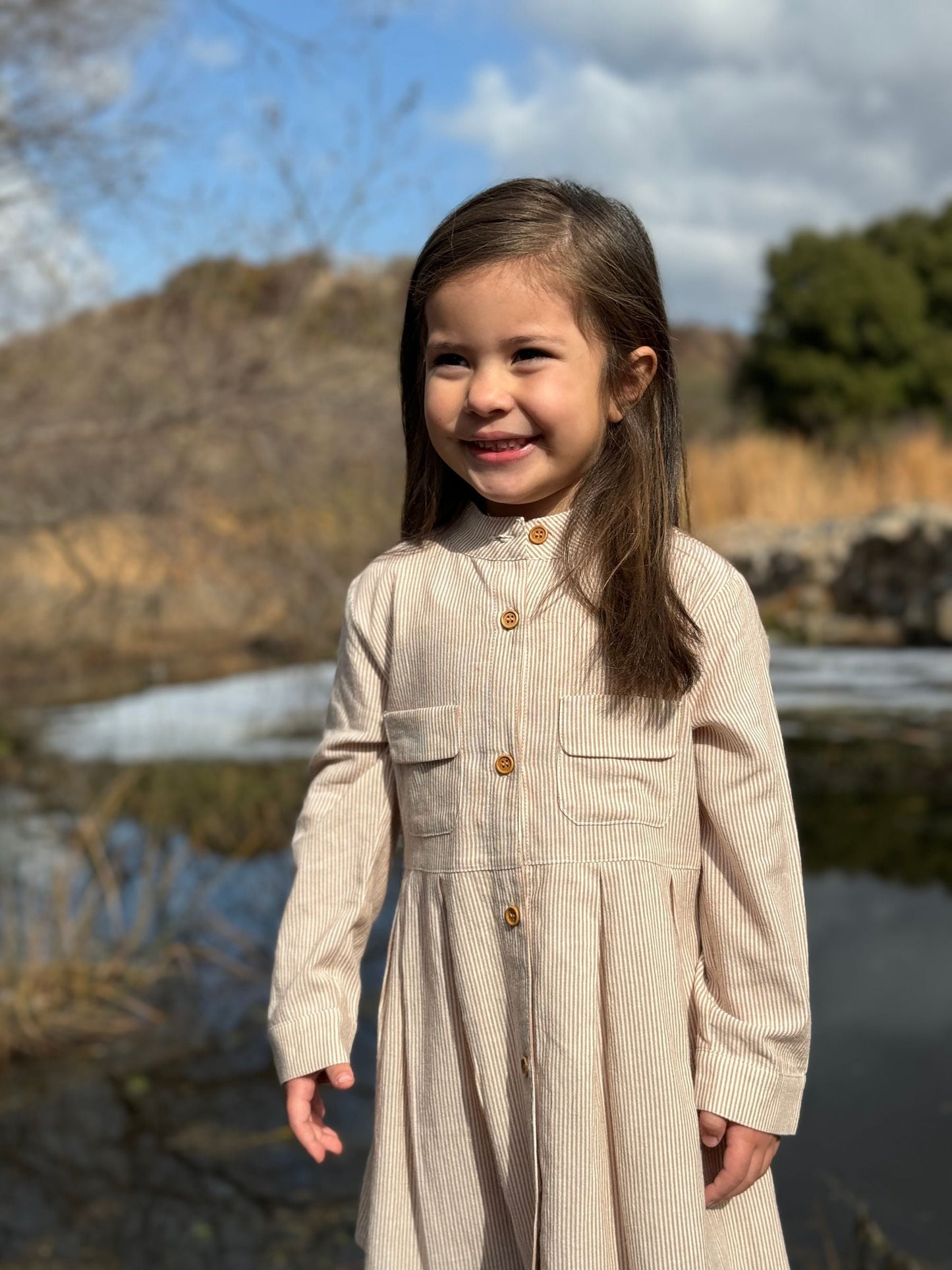 Hannah Dress | Oatmeal Stripe | Vignette