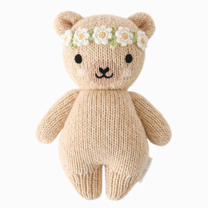 Bébé ours miel (motif floral ivoire) | Cuddle + Kind