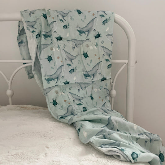 Création Jade Bamboo & Cotton Muslin - Whales