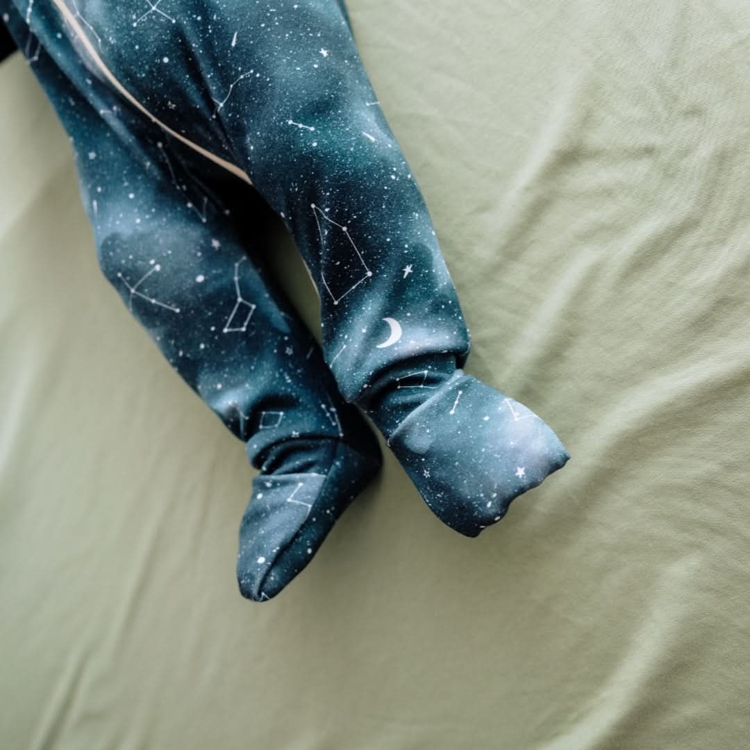 Bamboo Baby Zipper Footed Onesie| Celestial Floral