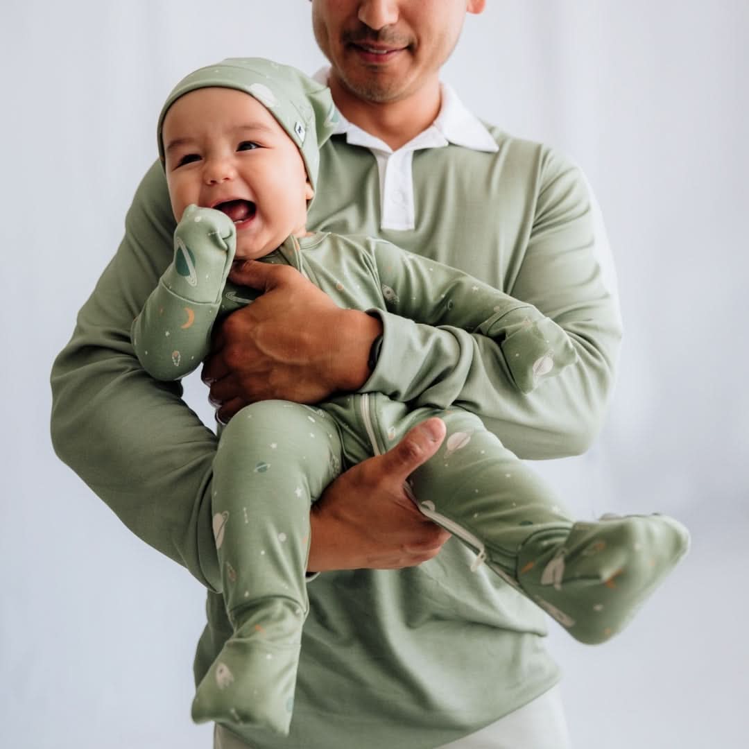 Bamboo Baby Zipper Footed Onesie | Twilight Grove