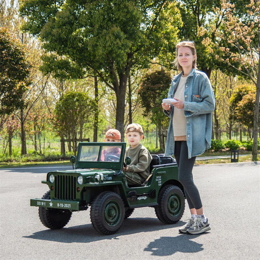 Voiture électrique pour enfants 24 V Jeep militaire 3 places DELUXE avec télécommande