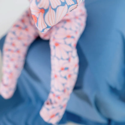 Dormeuse en rayonne de bambou avec pieds et fermeture éclair pour bébé | Fleurs salées