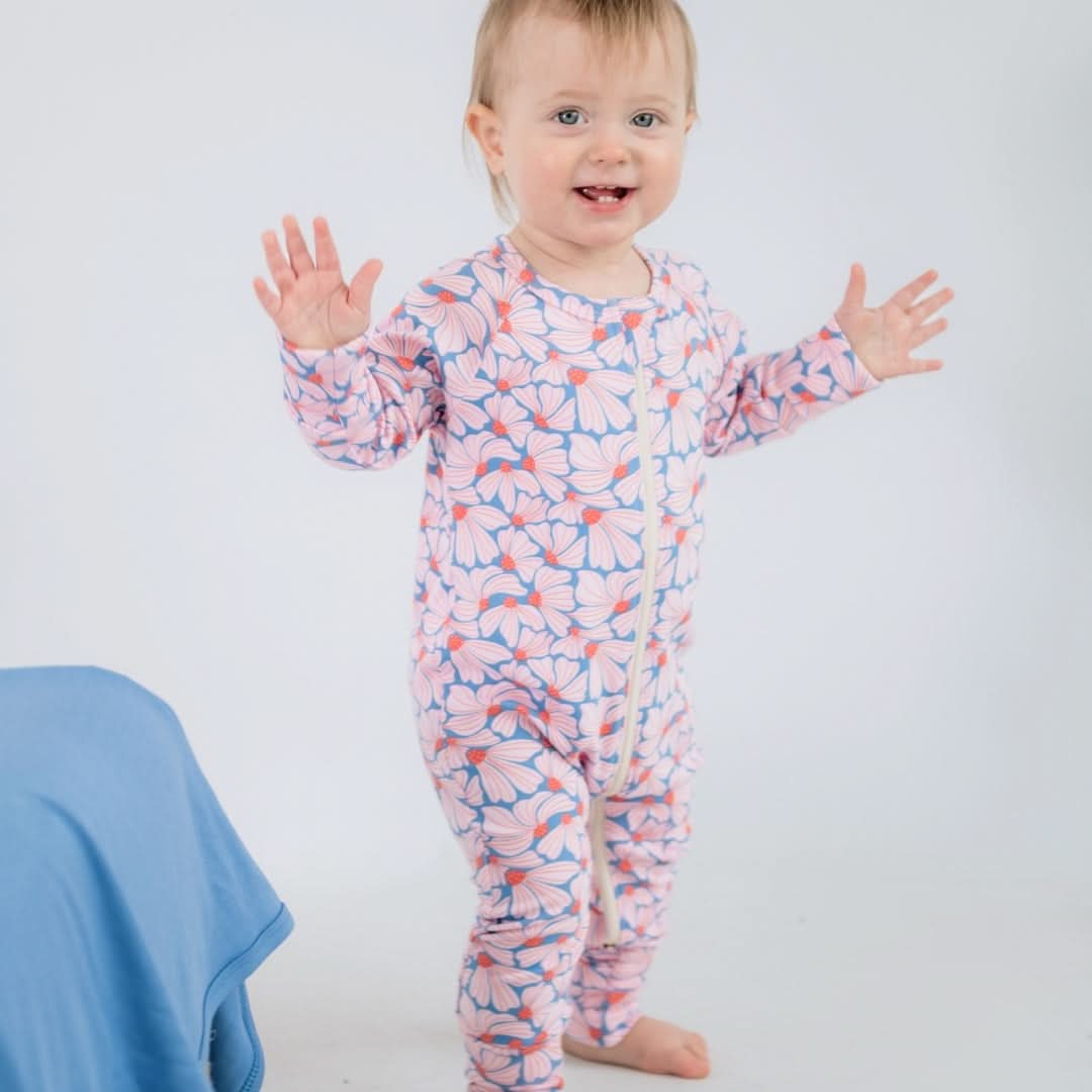 Bamboo Baby Zipper Footed Onesie | Saltwater Floral