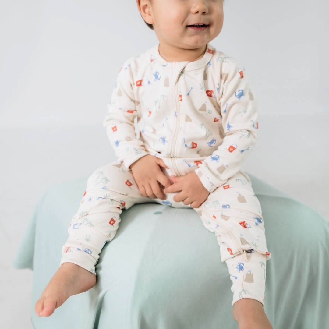 Bamboo Baby Zipper Footed Onesie | Saltwater Floral