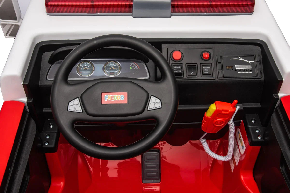 Camion de pompier 24V 2026, voiture électrique biplace pour enfants avec télécommande