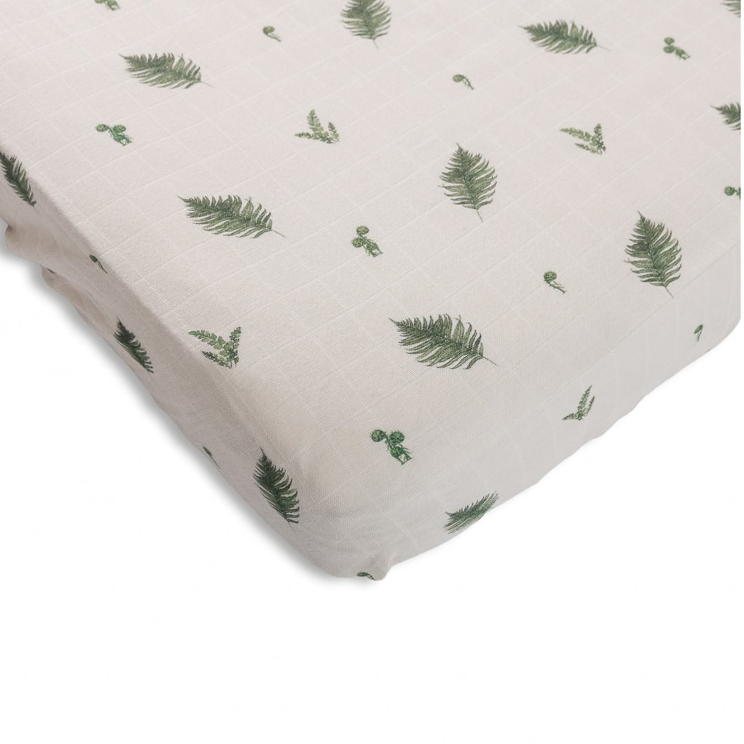 Draps-housses en mousseline de coton biologique pour berceau - Fougère