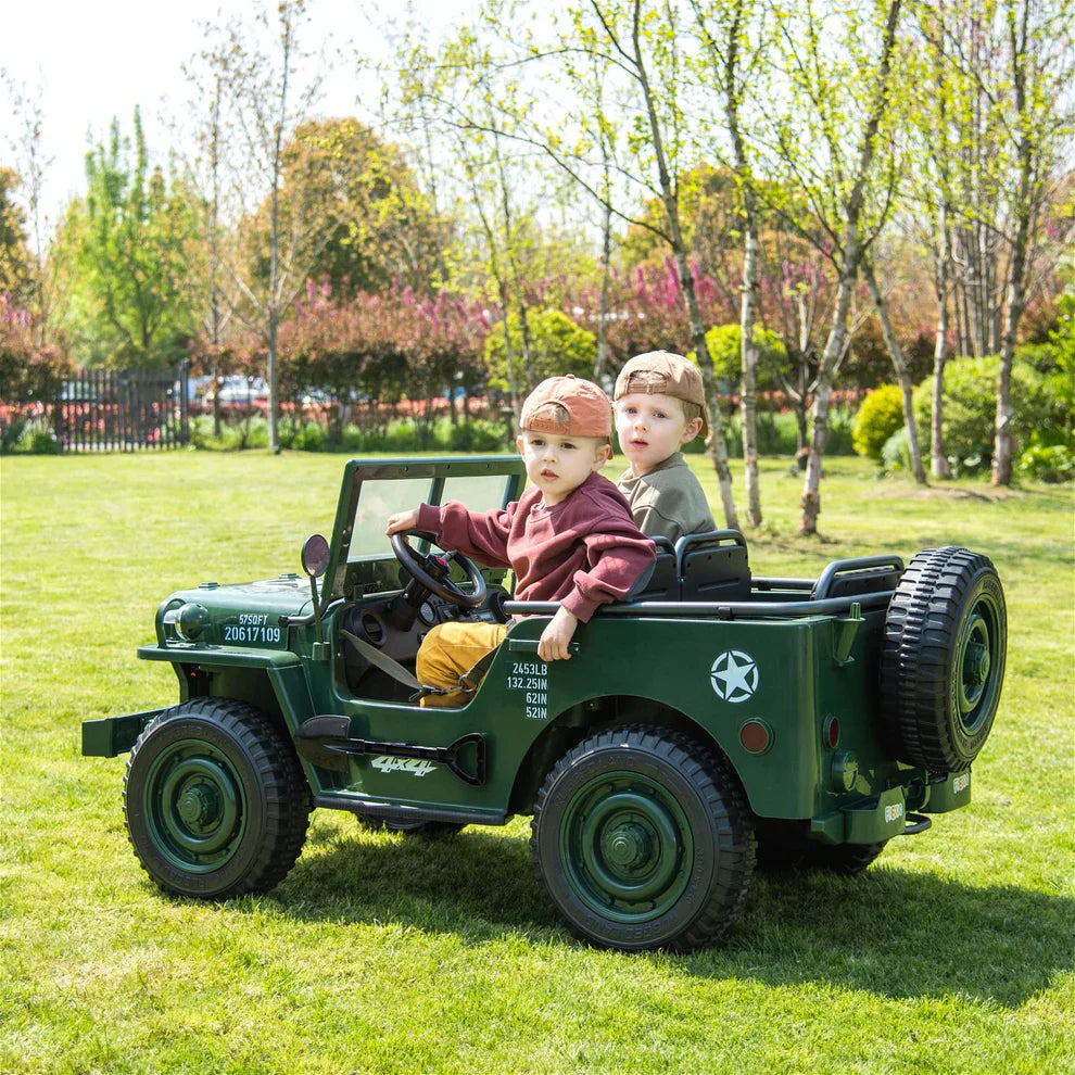 Voiture électrique pour enfants 24 V Jeep militaire 3 places DELUXE avec télécommande