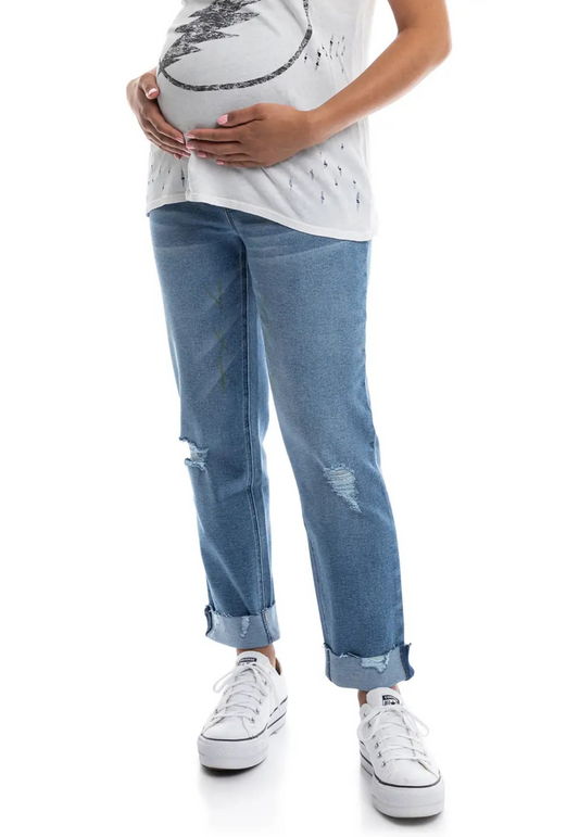 Jaimie 27-Inch Cuffed Slim Girlfriend Maternity Jeans