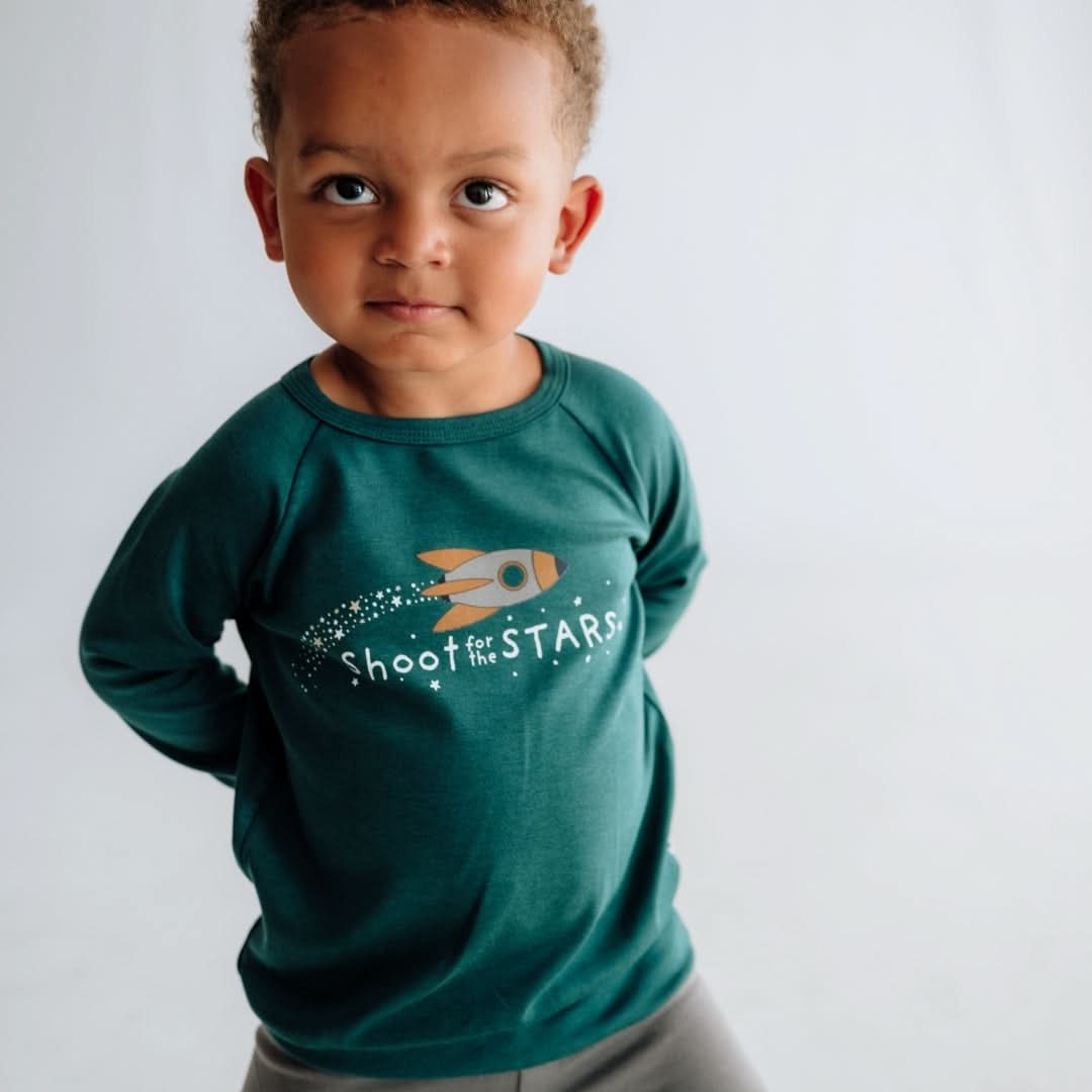 Pull à manches raglan en bambou graphique pour bébé/enfant | Il y a de la magie en chacun de nous en lilas poussiéreux