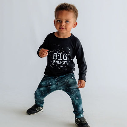 Haut rayé à manches raglan en bambou pour bébé/enfant | Big Energy en noir