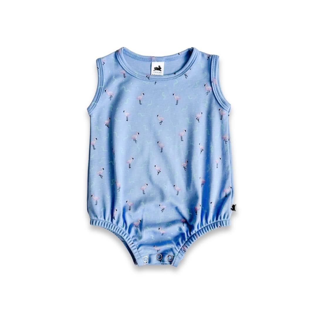 Grenouillère débardeur en bambou pour bébé/enfant avec boutons-pression | Flamant rose