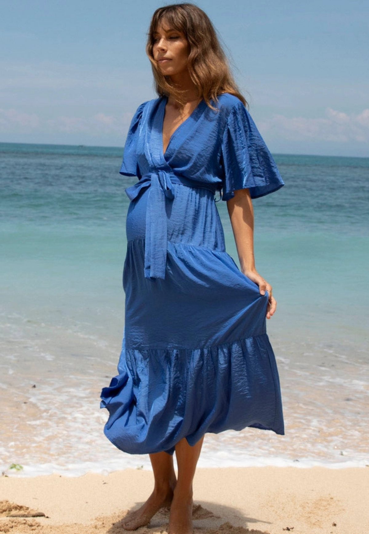 Cara Tie-Waist Maternity Maxi Dress