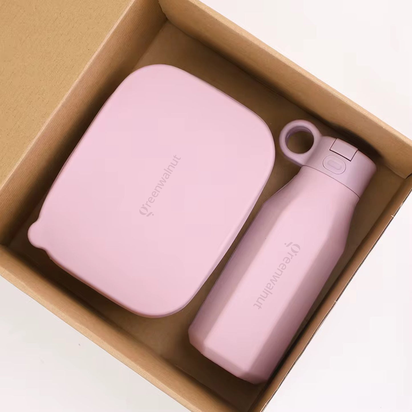 Ensemble de 3 Boîtes Bento et Bouteilles en Silicone (Rose + Bleu + Sauge)