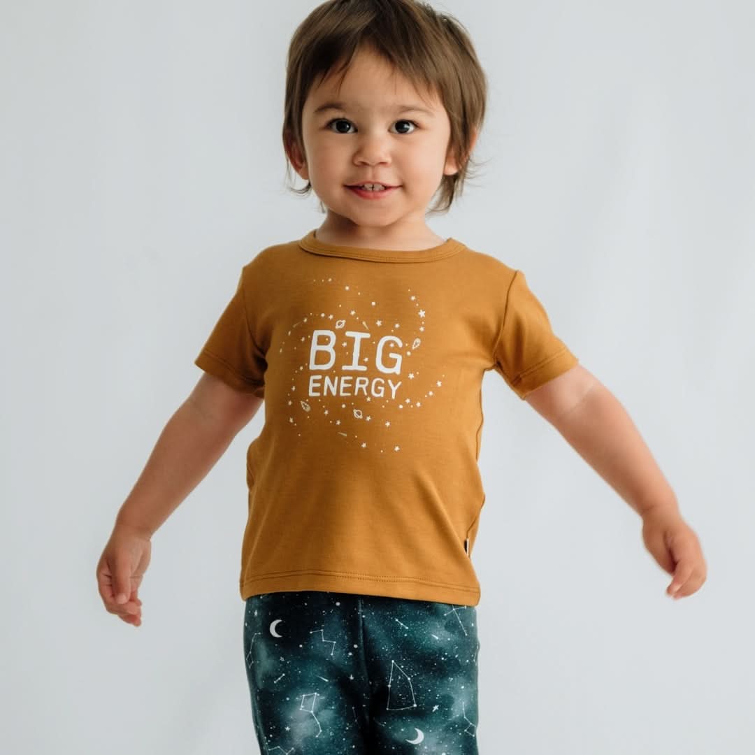 T-shirt graphique en bambou pour bébé/enfant | Planètes en noir