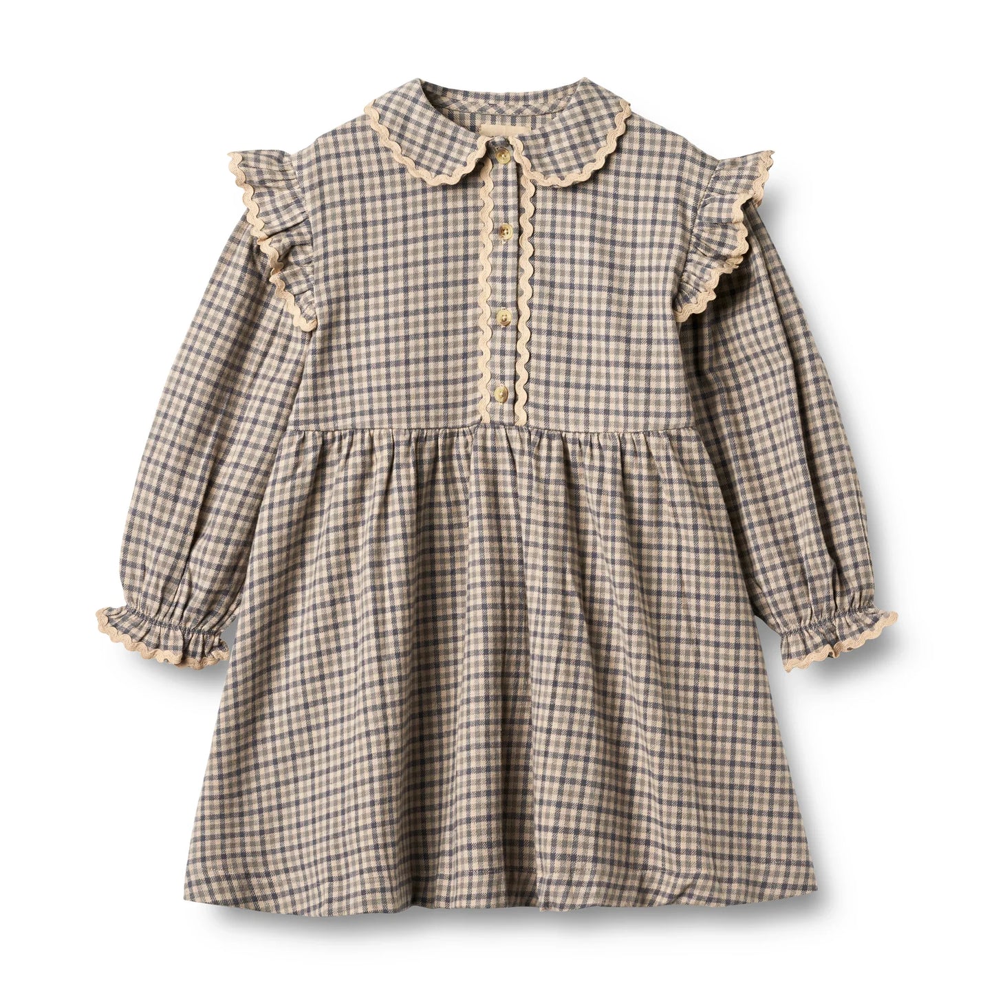 L/S Alissa Dress  | Blue Check | Wheat Kids