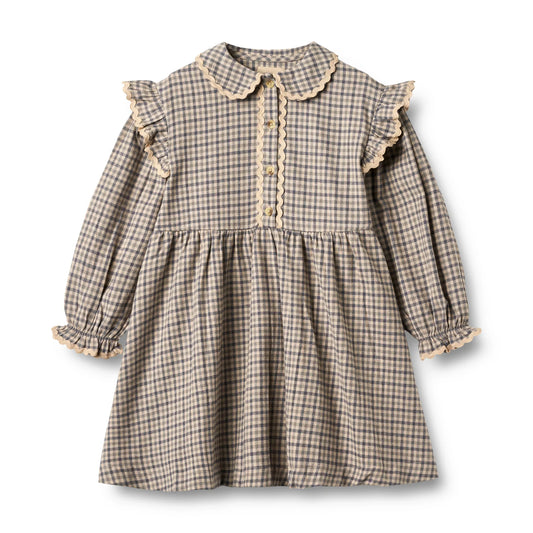 L/S Alissa Dress  | Blue Check | Wheat Kids