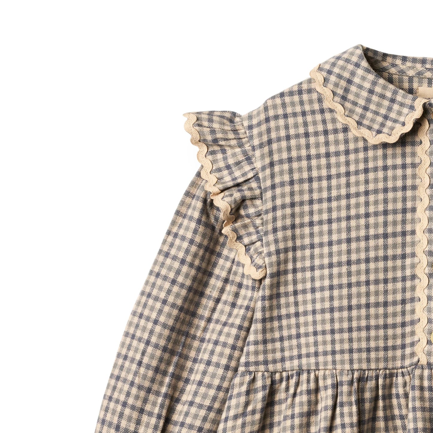 L/S Alissa Dress  | Blue Check | Wheat Kids
