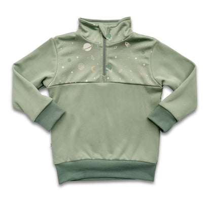 Youth Bamboo Fleece Half-Zip | Terracotta With Twilight Grove