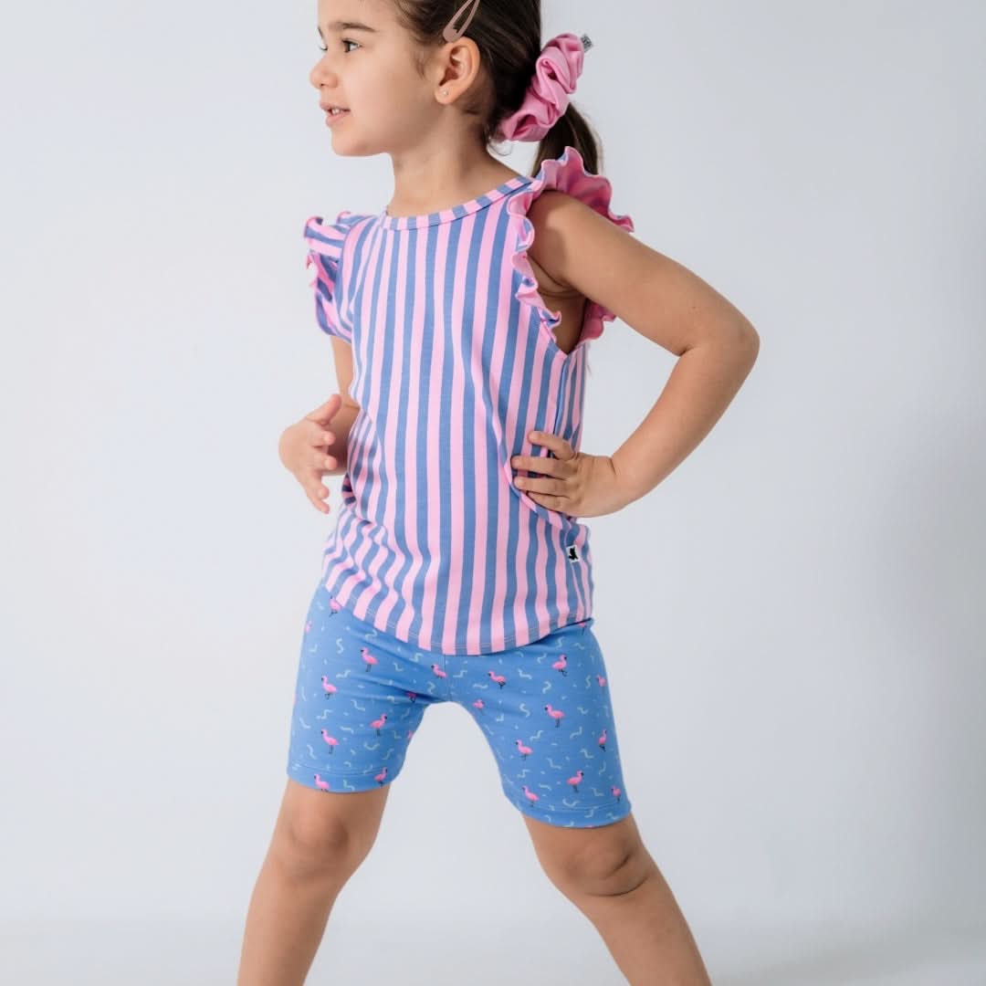Débardeur à volants en bambou pour enfants | Rayures Parlour