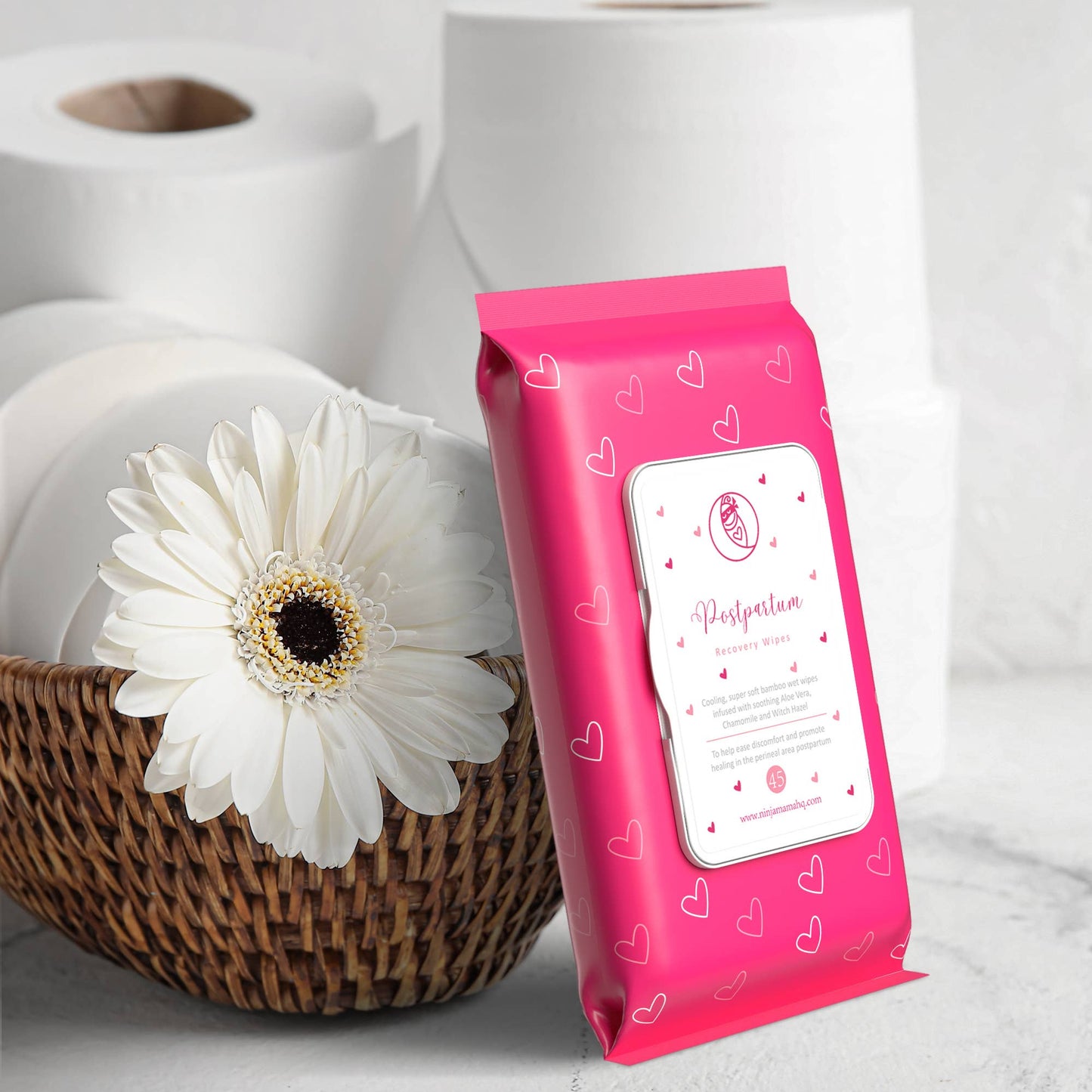 Ninja Mama Witch Hazel Postpartum Recovery Wipes, 45 Pack