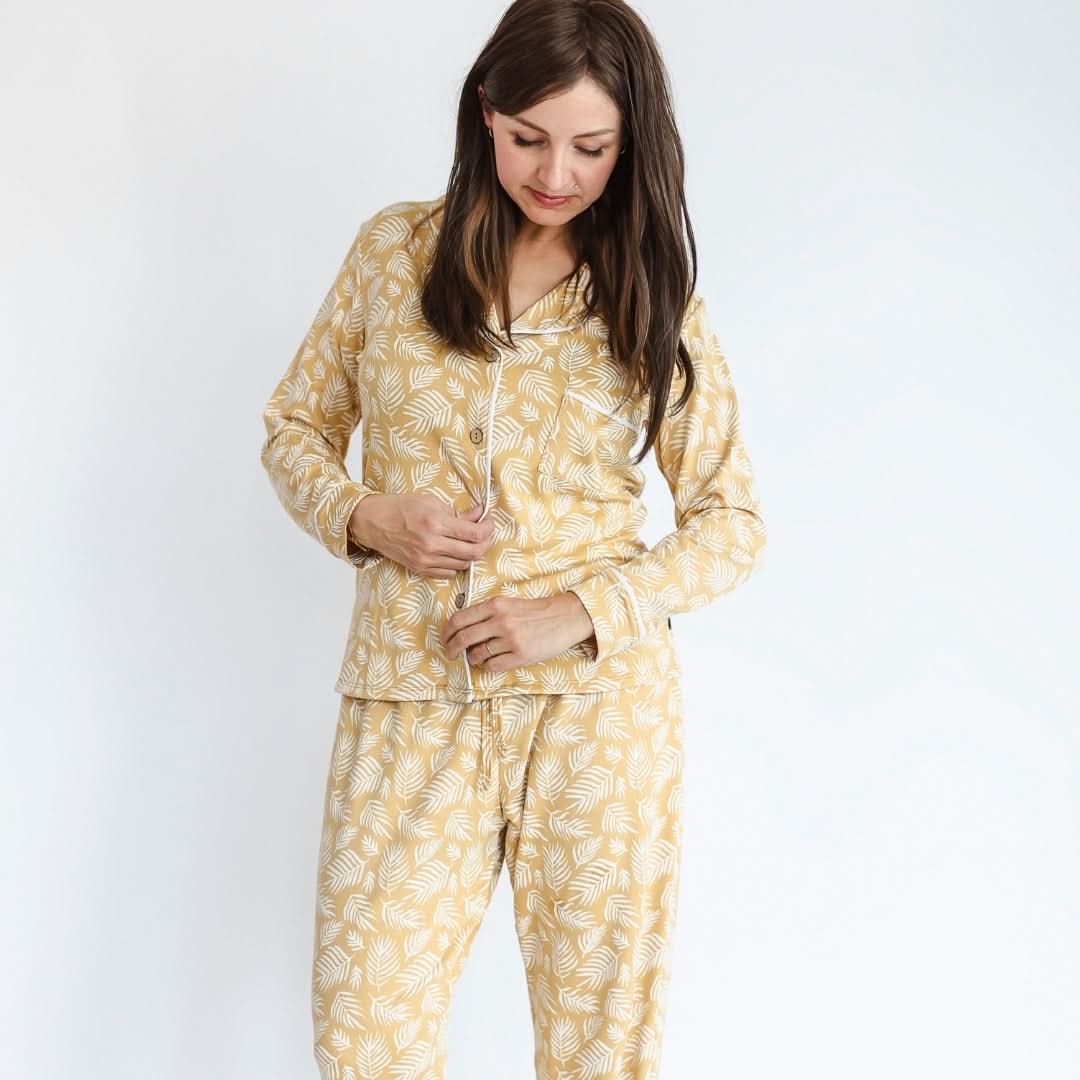 Ladies’ Bamboo Long Sleeve Button-Up Lounge Set | Antique Floral