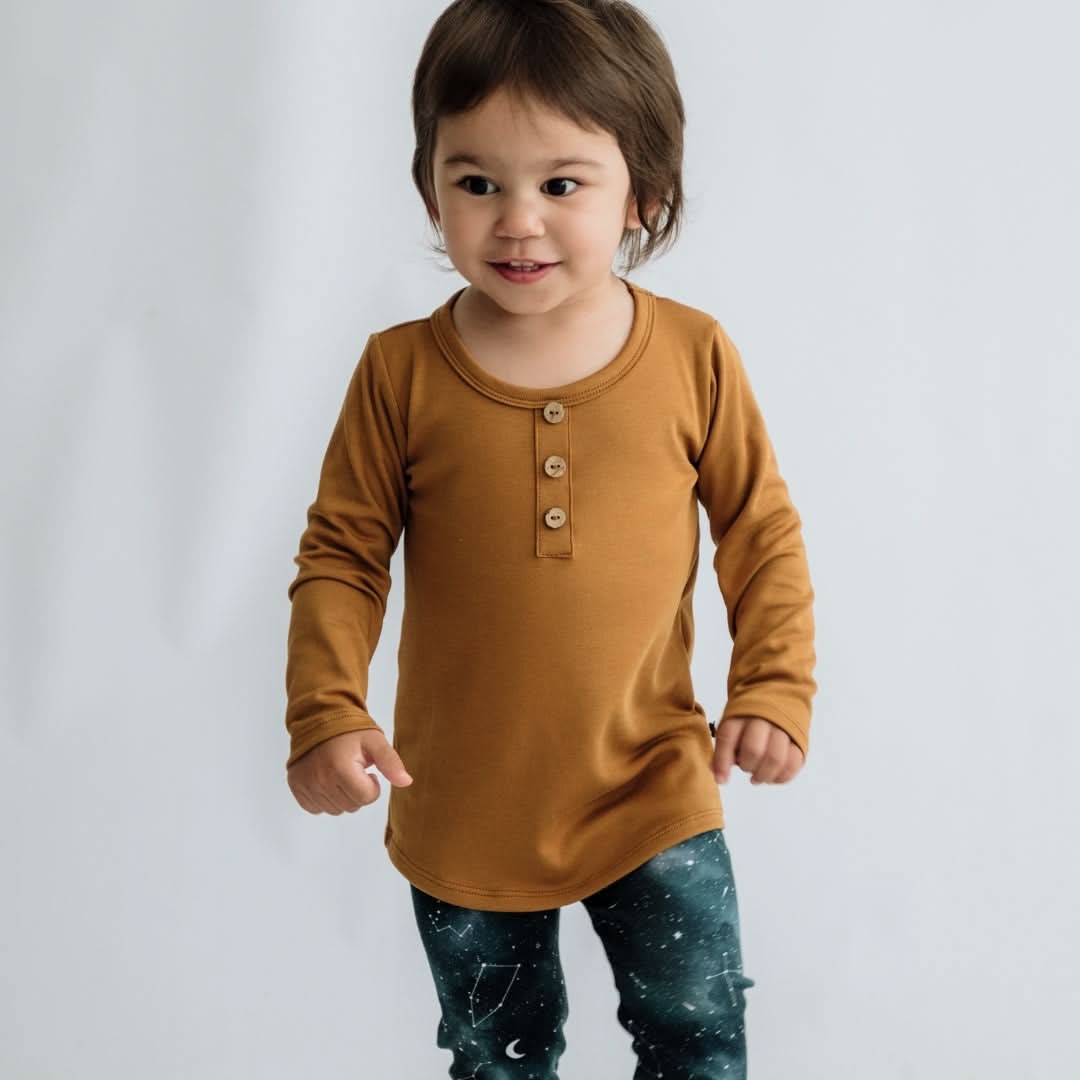 Henley à manches longues en bambou pour bébé/enfant | Sauge