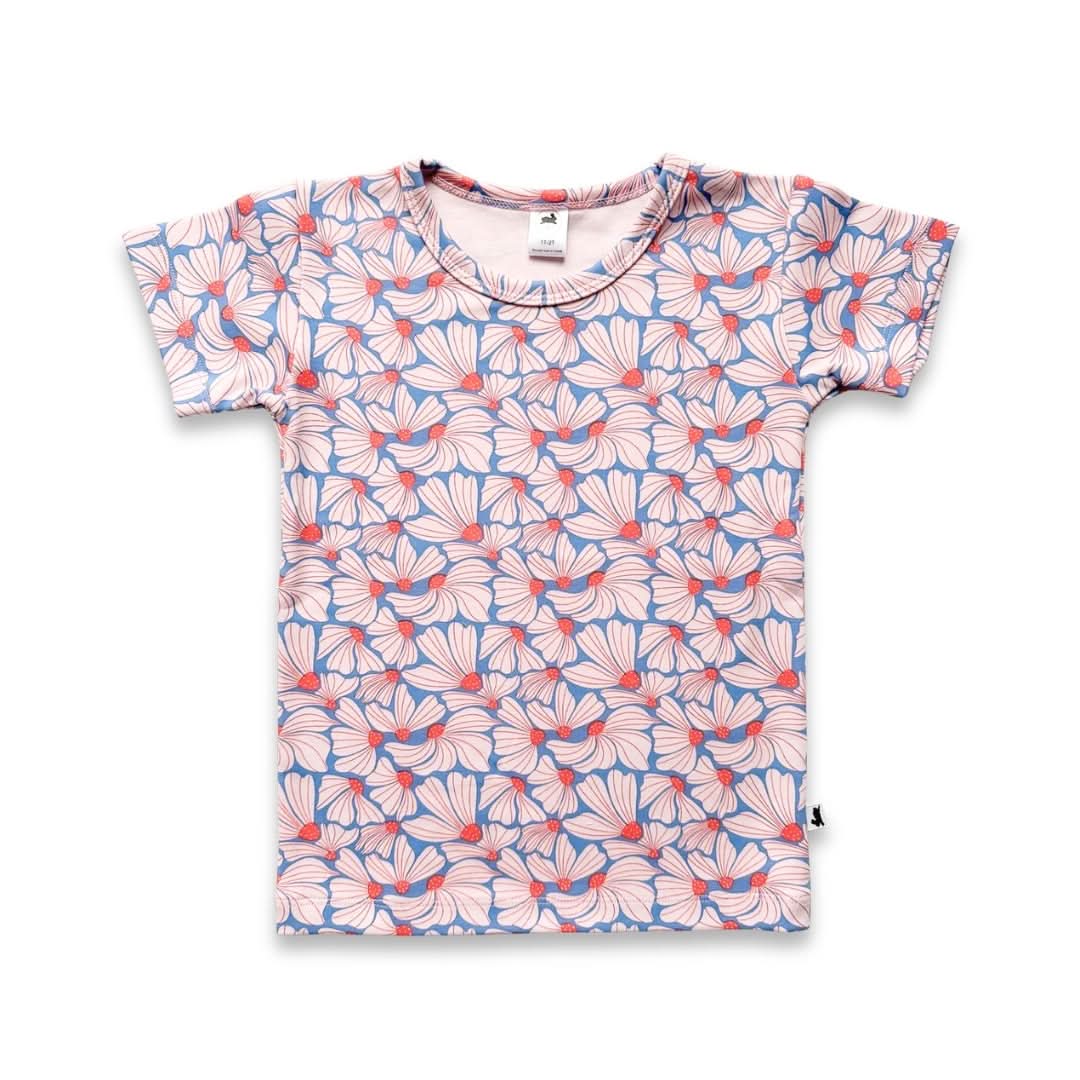 T-shirt bébé/enfant en bambou à imprimé intégral | Fête Flamant rose