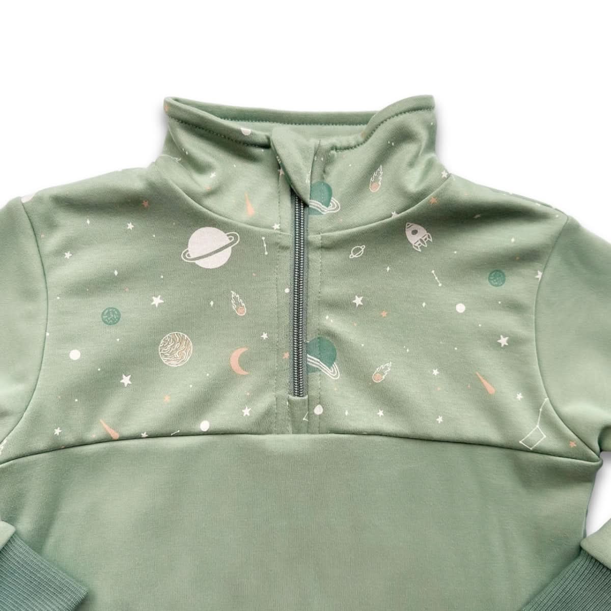 Polaire bambou demi-zip pour enfant | Terre cuite avec sous-bois crépusculaire