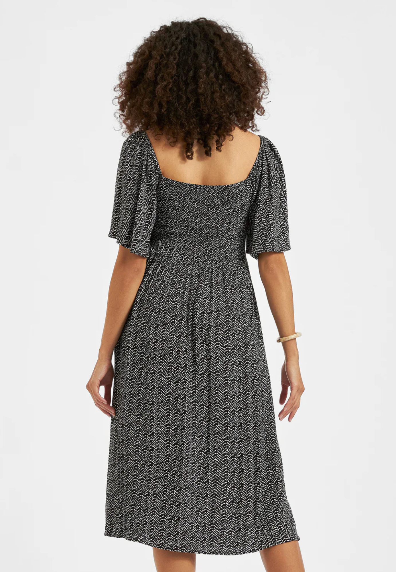Emmy Black and Natural Shirred Maternity Dress