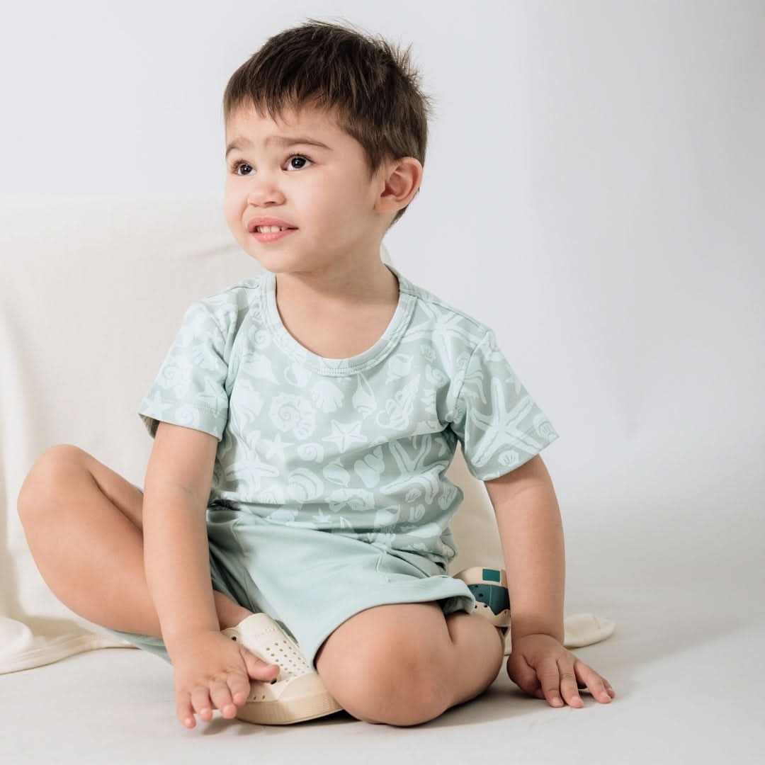T-shirt bébé/enfant en bambou à imprimé intégral | Fête Flamant rose