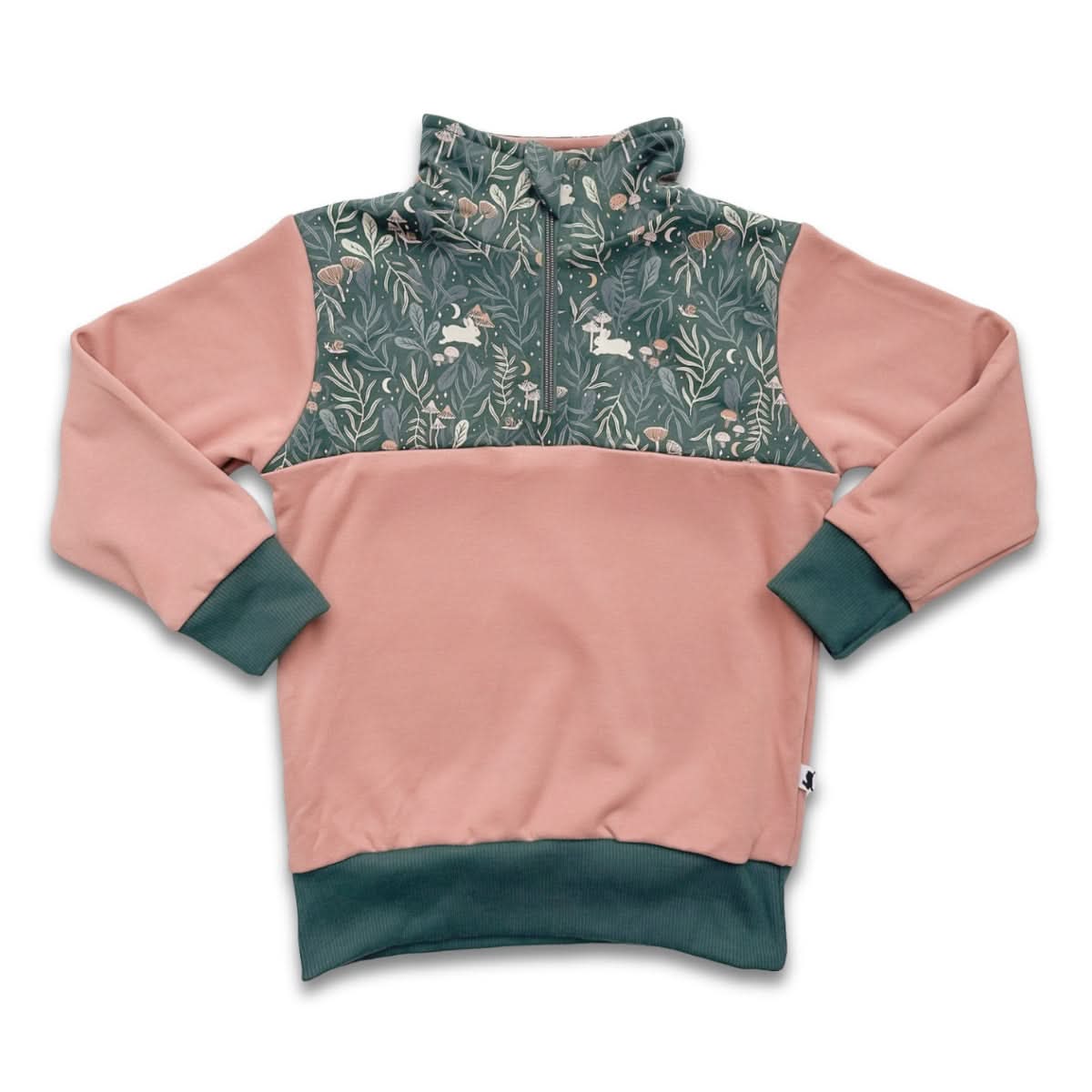 Kids' Bamboo Fleece Half-Zip | Dusty Lilac With Celestial Floral