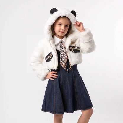 Denim Panda Girls Dress