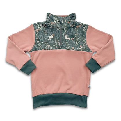 Polaire Bambou Mi-Zip Jeune | Sauge Avec Espace Extérieur