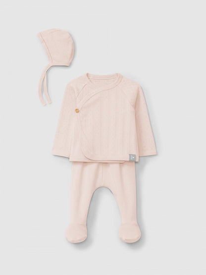 Ensemble ajouré trois pièces | Rose | Douillet