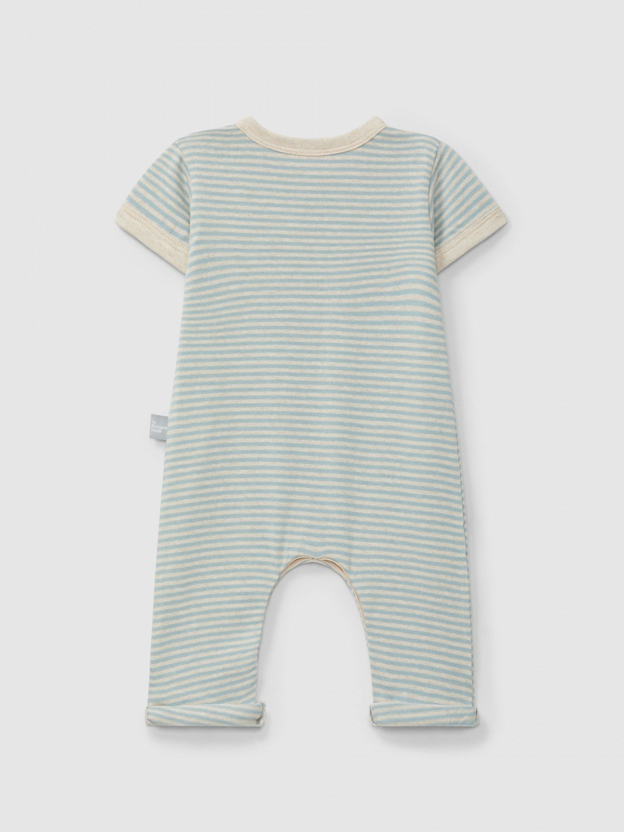 Combinaison salopette en coton rayée | Bleu menthe | Ajustée