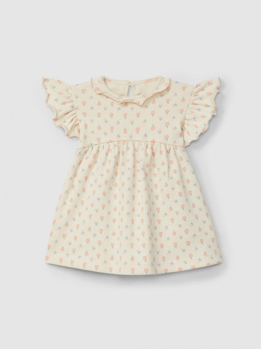 Robe en jersey côtelé imprimé fleuri | Rose | Ajusté
