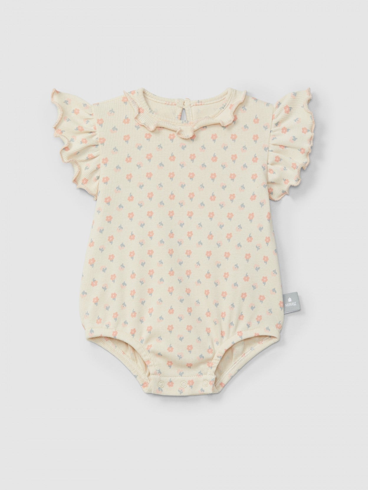 Shortie en jersey côtelé à imprimé fleuri | Rose | Ajusté