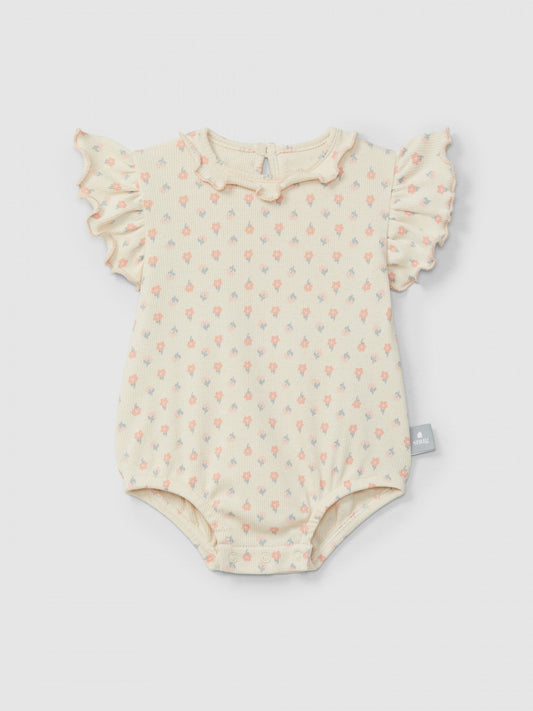 Shortie en jersey côtelé à imprimé fleuri | Rose | Ajusté