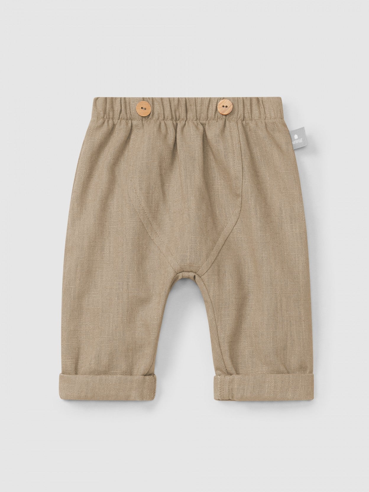 Plain pull-up pants in linen with cotton | Coffee | Snug