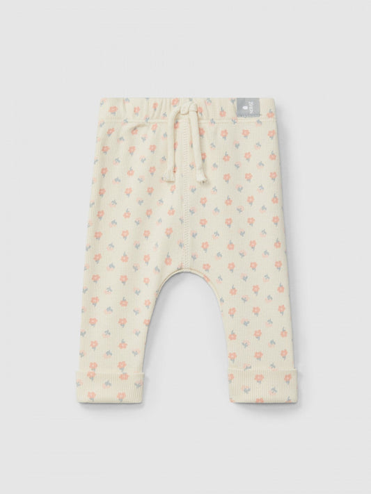 Legging en jersey côtelé imprimé fleuri | Rose | Ajusté