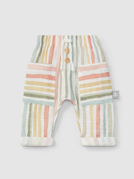 Pantalon multipoches à rayures multicolores | Multicolore | Confortable