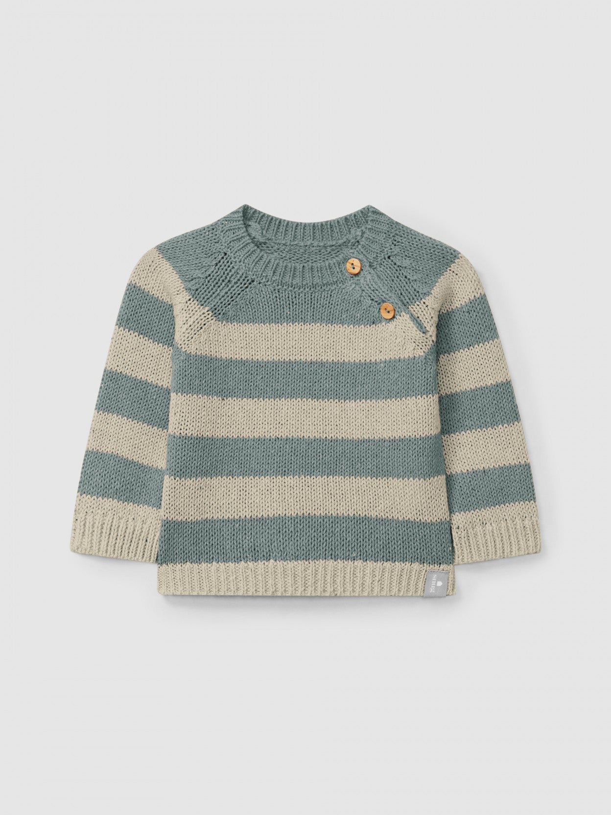 Pull tricoté rayé | Menthe/Lin | Ajusté