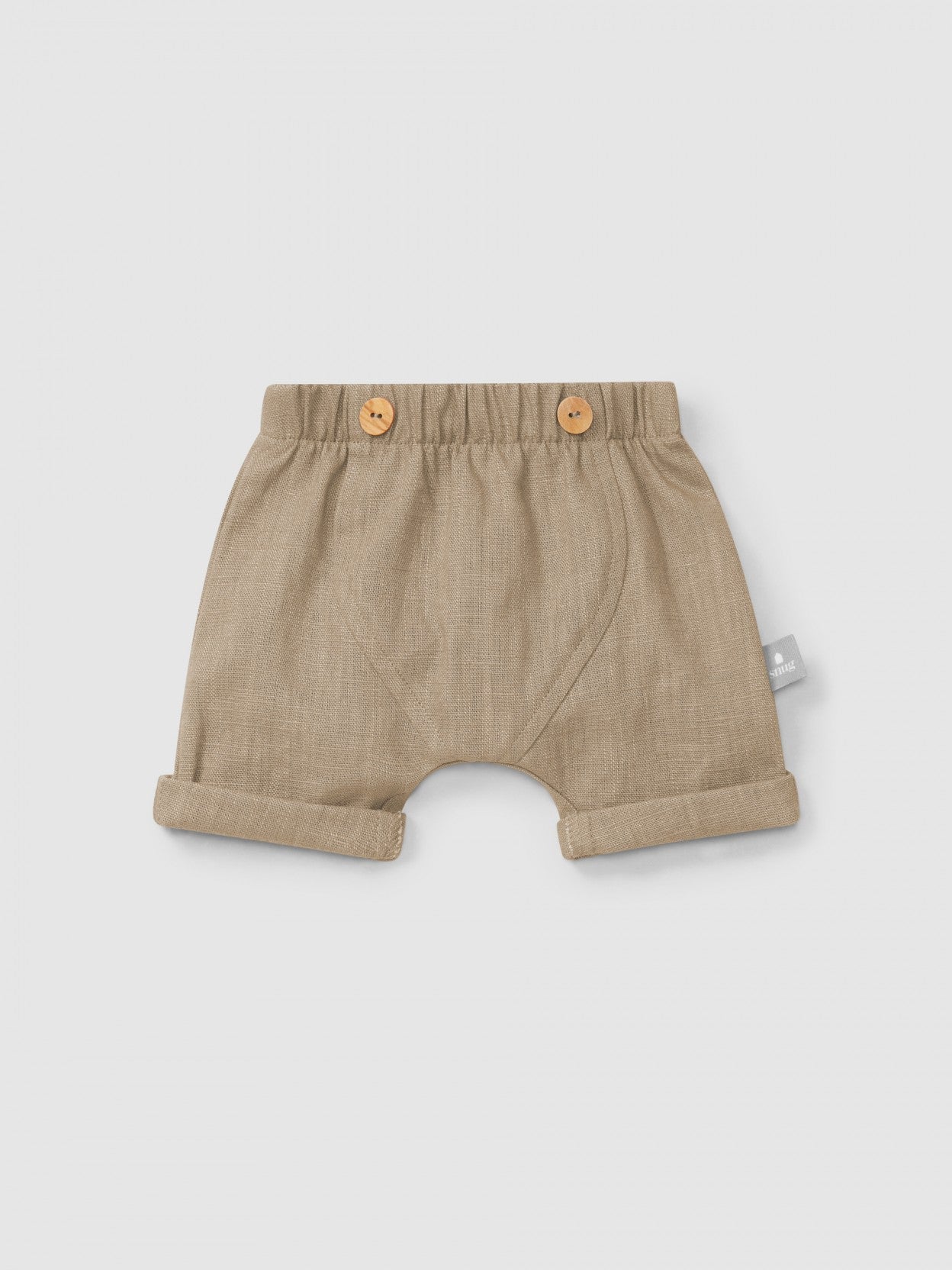 Short uni en lin avec coton | Café | Ajusté