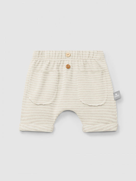 Short rayé en coton | Naturel | Ajusté