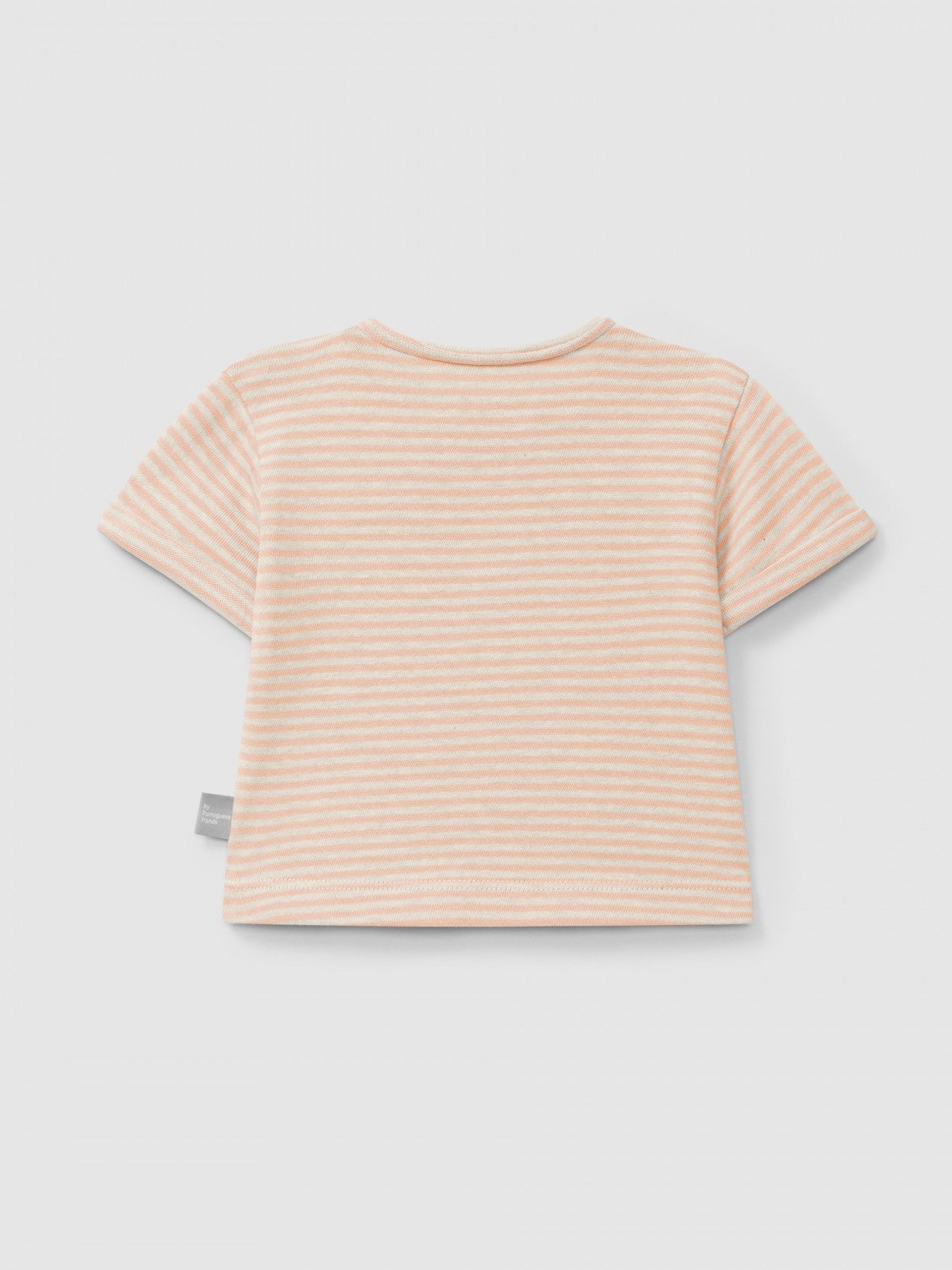 T-shirt rayé en coton | Pêche | Ajusté