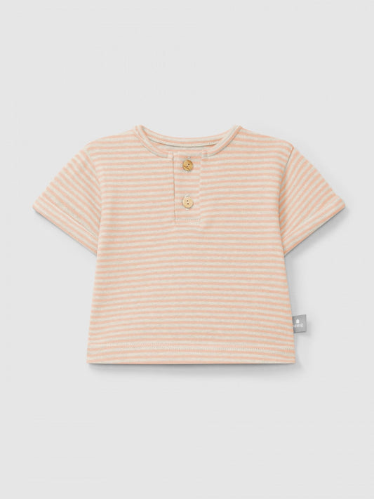 T-shirt rayé en coton | Pêche | Ajusté