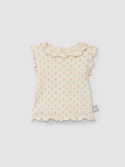 Débardeur côtelé en jersey à imprimé floral | Rose | Ajusté