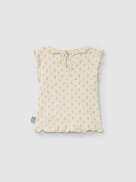 Débardeur côtelé en jersey à imprimé floral | Rose | Ajusté